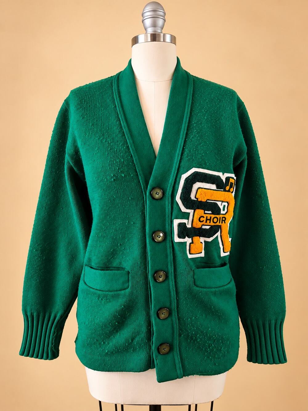 Vintage 70s Tennessee American Varsity Letterman Choir Cardigan Green 32